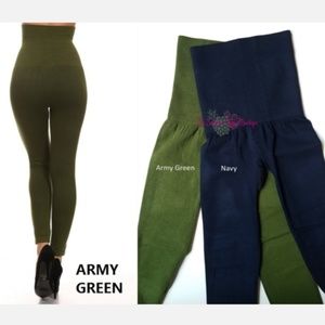 New! Tummy Control Leggings Navy & Army Green